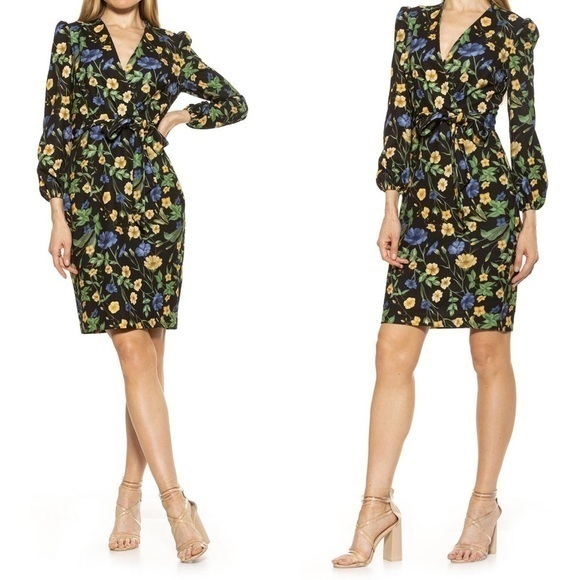 Alexia Admor NWT Aliana Dress Size Small Black Multi Floral Waist Tie - Picture 1 of 14
